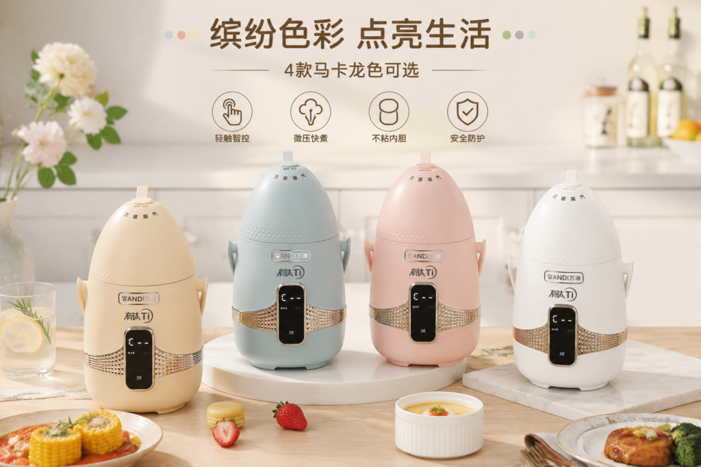 WANDI electric wellness cup in yellow, blue, pink and white finishes